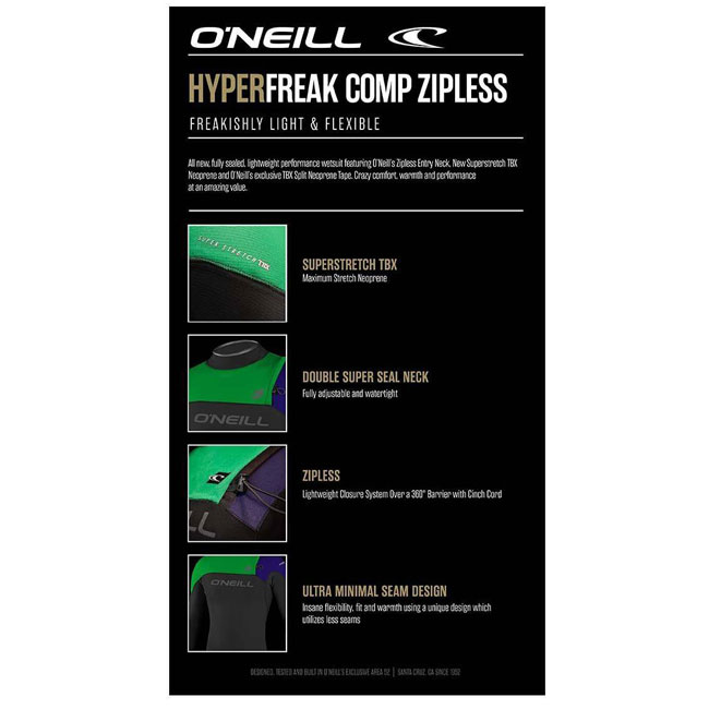 O'neill Hyperfreak zippless chart